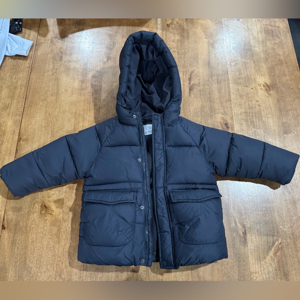 Zara Blue Winter Puffer Coat, Size 2-3 Y